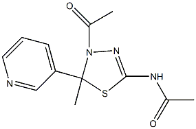 N-[4-acetyl-5-methyl-5-(3-pyridinyl)-4,5-dihydro-1,3,4-thiadiazol-2-yl]acetamide Struktur