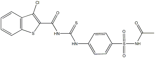 N-acetyl-4-[({[(3-chloro-1-benzothien-2-yl)carbonyl]amino}carbothioyl)amino]benzenesulfonamide|