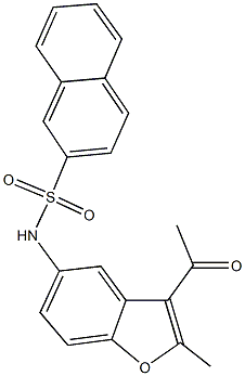 N-(3-acetyl-2-methyl-1-benzofuran-5-yl)-2-naphthalenesulfonamide Struktur