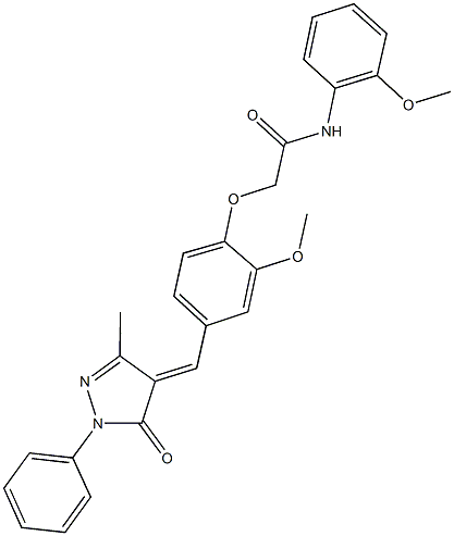 2-{2-methoxy-4-[(3-methyl-5-oxo-1-phenyl-1,5-dihydro-4H-pyrazol-4-ylidene)methyl]phenoxy}-N-(2-methoxyphenyl)acetamide
