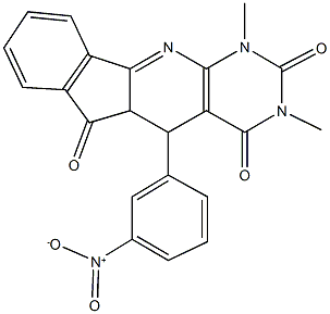 5-{3-nitrophenyl}-1,3-dimethyl-5,5a-dihydro-1H-indeno[2',1':5,6]pyrido[2,3-d]pyrimidine-2,4,6(3H)-trione,,结构式