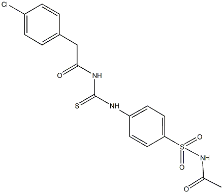 N-acetyl-4-[({[(4-chlorophenyl)acetyl]amino}carbothioyl)amino]benzenesulfonamide Struktur