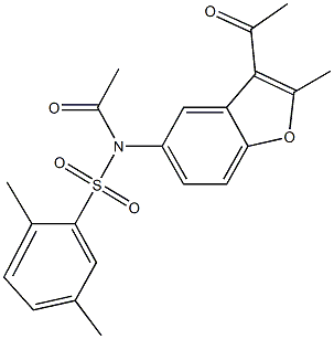 N-acetyl-N-(3-acetyl-2-methyl-1-benzofuran-5-yl)-2,5-dimethylbenzenesulfonamide Structure