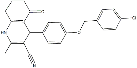4-{4-[(4-chlorobenzyl)oxy]phenyl}-2-methyl-5-oxo-1,4,5,6,7,8-hexahydro-3-quinolinecarbonitrile Struktur