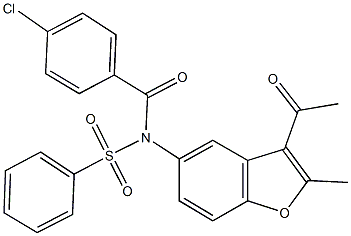 N-(3-acetyl-2-methyl-1-benzofuran-5-yl)-N-(4-chlorobenzoyl)benzenesulfonamide Struktur
