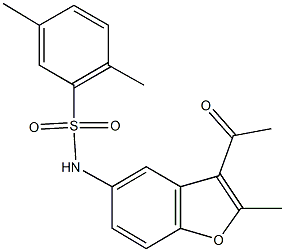 N-(3-acetyl-2-methyl-1-benzofuran-5-yl)-2,5-dimethylbenzenesulfonamide Struktur