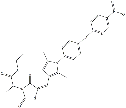  ethyl 2-[5-({1-[4-({5-nitro-2-pyridinyl}oxy)phenyl]-2,5-dimethyl-1H-pyrrol-3-yl}methylene)-2,4-dioxo-1,3-thiazolidin-3-yl]propanoate