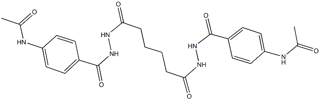 N-(4-{[2-(6-{2-[4-(acetylamino)benzoyl]hydrazino}-6-oxohexanoyl)hydrazino]carbonyl}phenyl)acetamide Struktur