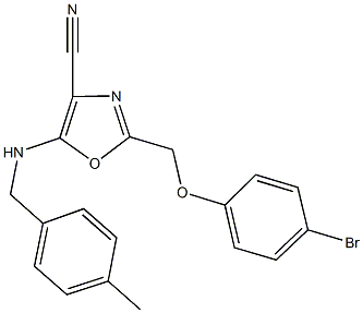 2-[(4-bromophenoxy)methyl]-5-[(4-methylbenzyl)amino]-1,3-oxazole-4-carbonitrile Struktur