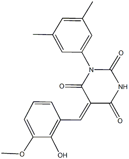 1-(3,5-dimethylphenyl)-5-(2-hydroxy-3-methoxybenzylidene)-2,4,6(1H,3H,5H)-pyrimidinetrione Struktur