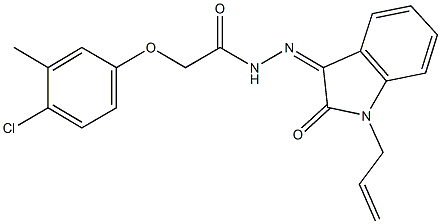 N'-(1-allyl-2-oxo-1,2-dihydro-3H-indol-3-ylidene)-2-(4-chloro-3-methylphenoxy)acetohydrazide 化学構造式