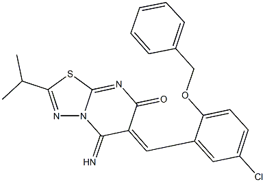 6-[2-(benzyloxy)-5-chlorobenzylidene]-5-imino-2-isopropyl-5,6-dihydro-7H-[1,3,4]thiadiazolo[3,2-a]pyrimidin-7-one Structure
