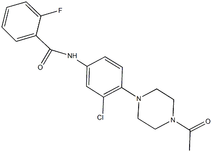 N-[4-(4-acetyl-1-piperazinyl)-3-chlorophenyl]-2-fluorobenzamide Struktur