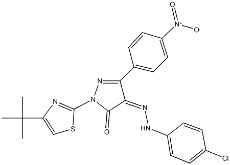 1-(4-tert-butyl-1,3-thiazol-2-yl)-3-{4-nitrophenyl}-1H-pyrazole-4,5-dione 4-[(4-chlorophenyl)hydrazone]|