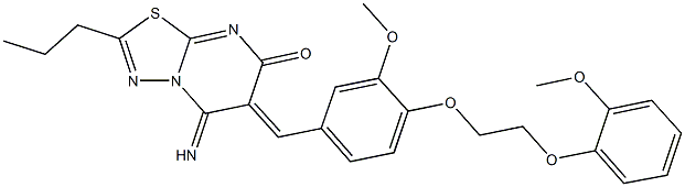 5-imino-6-{3-methoxy-4-[2-(2-methoxyphenoxy)ethoxy]benzylidene}-2-propyl-5,6-dihydro-7H-[1,3,4]thiadiazolo[3,2-a]pyrimidin-7-one Structure