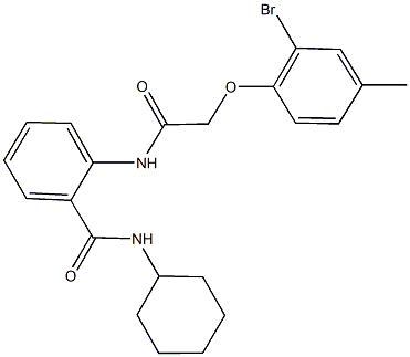 2-{[(2-bromo-4-methylphenoxy)acetyl]amino}-N-cyclohexylbenzamide Struktur