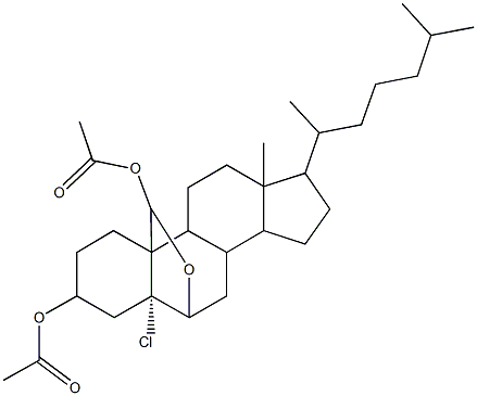 15-(acetyloxy)-13-chloro-6-(1,5-dimethylhexyl)-5-methyl-19-oxapentacyclo[10.5.2.0~1,13~.0~2,10~.0~5,9~]nonadec-18-yl acetate Structure