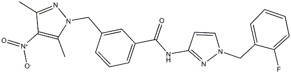 N-[1-(2-fluorobenzyl)-1H-pyrazol-3-yl]-3-({4-nitro-3,5-dimethyl-1H-pyrazol-1-yl}methyl)benzamide,,结构式