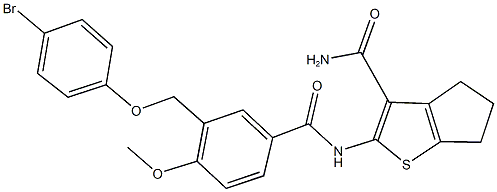 2-({3-[(4-bromophenoxy)methyl]-4-methoxybenzoyl}amino)-5,6-dihydro-4H-cyclopenta[b]thiophene-3-carboxamide Structure