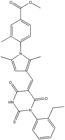  methyl 4-{3-[(1-(2-ethylphenyl)-4,6-dioxo-2-thioxotetrahydro-5(2H)-pyrimidinylidene)methyl]-2,5-dimethyl-1H-pyrrol-1-yl}-3-methylbenzoate