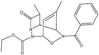  ethyl 9-benzoyl-3,10-dimethyl-4-oxo-8-oxa-5,6,9-triazatricyclo[5.2.2.0~2,5~]undec-10-ene-6-carboxylate