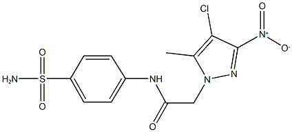 N-[4-(aminosulfonyl)phenyl]-2-{4-chloro-3-nitro-5-methyl-1H-pyrazol-1-yl}acetamide Struktur