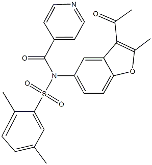 N-(3-acetyl-2-methyl-1-benzofuran-5-yl)-N-isonicotinoyl-2,5-dimethylbenzenesulfonamide