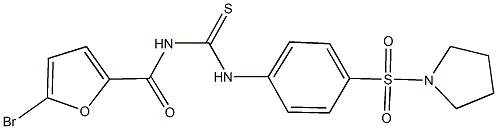 N-(5-bromo-2-furoyl)-N'-[4-(1-pyrrolidinylsulfonyl)phenyl]thiourea,,结构式
