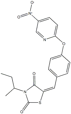 3-sec-butyl-5-[4-({5-nitro-2-pyridinyl}oxy)benzylidene]-1,3-thiazolidine-2,4-dione 结构式