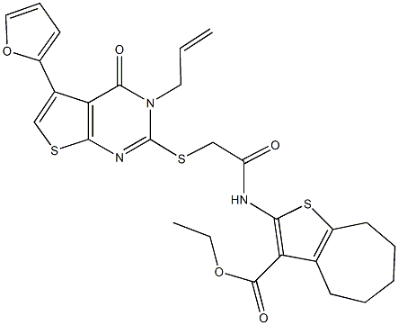 ethyl 2-[({[3-allyl-5-(2-furyl)-4-oxo-3,4-dihydrothieno[2,3-d]pyrimidin-2-yl]sulfanyl}acetyl)amino]-5,6,7,8-tetrahydro-4H-cyclohepta[b]thiophene-3-carboxylate