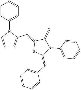 3-phenyl-2-(phenylimino)-5-[(1-phenyl-1H-pyrrol-2-yl)methylene]-1,3-thiazolidin-4-one 结构式