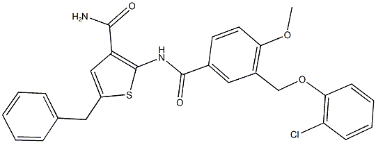  5-benzyl-2-({3-[(2-chlorophenoxy)methyl]-4-methoxybenzoyl}amino)-3-thiophenecarboxamide
