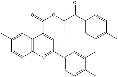 1-methyl-2-(4-methylphenyl)-2-oxoethyl 2-(3,4-dimethylphenyl)-6-methyl-4-quinolinecarboxylate Structure