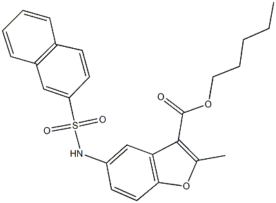 pentyl 2-methyl-5-[(2-naphthylsulfonyl)amino]-1-benzofuran-3-carboxylate,,结构式