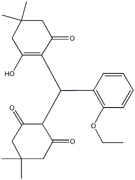 2-[(2-ethoxyphenyl)(2-hydroxy-4,4-dimethyl-6-oxo-1-cyclohexen-1-yl)methyl]-5,5-dimethyl-1,3-cyclohexanedione Struktur