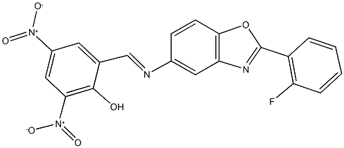 2-({[2-(2-fluorophenyl)-1,3-benzoxazol-5-yl]imino}methyl)-4,6-bisnitrophenol Structure
