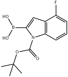 (1-(叔丁氧基羰基)-4-氟-1H-吲哚-2-)硼酸, 1000068-25-6, 结构式