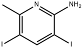 2-アミノ-3,5-ジヨード-6-メチルピリジン 化学構造式