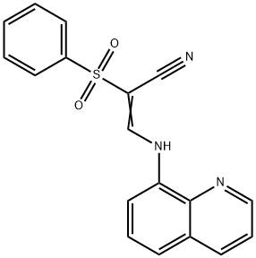 (2E)-2-(benzenesulfonyl)-3-[(quinolin-8-yl)amino]prop-2-enenitrile Struktur