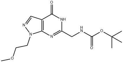 (1-(2-メトキシエチル)-4-オキソ-4,5-ジヒドロ-1H-ピラゾロ[3,4-D]ピリミジン-6-イル)メチルカルバミン酸TERT-ブチル 化学構造式