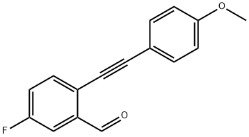 5-氟-2 -((4-甲氧基苯基)乙炔基)苯甲醛, 1042369-35-6, 结构式