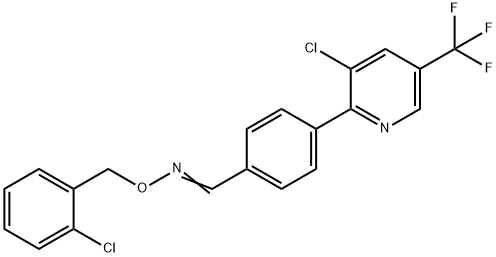(E)-({4-[3-chloro-5-(trifluoromethyl)pyridin-2-yl]phenyl}methylidene)[(2-chlorophenyl)methoxy]amine Structure