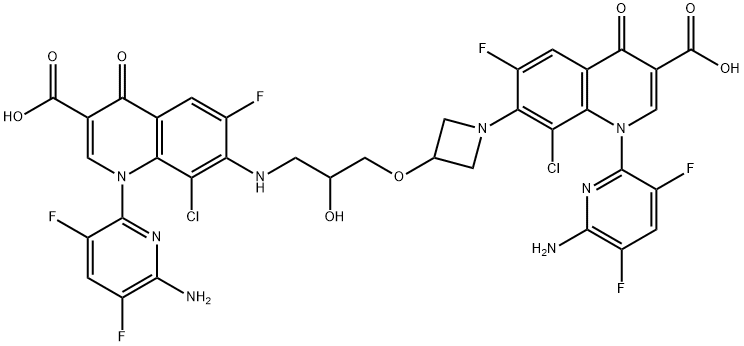 3-quinolinecarboxylic acid, 1-(6-amino-3,5-difluoro-2-pyridinyl)-7-[3-[3-[[1-(6-amino-3,5-difluoro-2-pyridinyl)-3-carboxy-8-chloro-6-fluoro-1,4-dihydro-4-oxo-7-quinolinyl]amino]-2-hydroxypropoxy]-1-azetidinyl]-8-|德拉沙星二聚体杂质