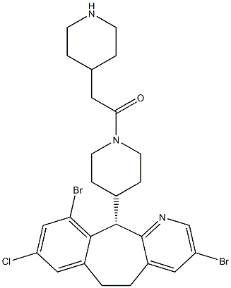 1-(4-(4,8-二溴-2-氯-10,11-二氢-5H-二苯并[A,D][7]环烯-5-基)哌啶-1-基)-2-(哌啶-4-基)乙烷-1-酮, 1099484-75-9, 结构式