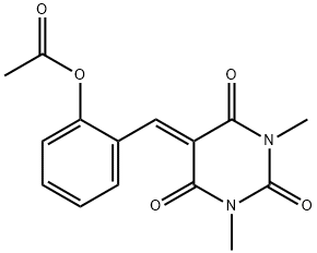 2-[(1,3-dimethyl-2,4,6-trioxo-1,3-diazinan-5-ylidene)methyl]phenyl acetate 化学構造式