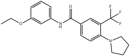 N-(3-エトキシフェニル)-3-(トリフルオロメチル)-4-(ピロリジン-1-イル)ベンズアミド 化学構造式