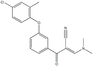 (2E)-2-[(E)-3-(4-chloro-2-methylphenoxy)benzoyl]-3-(dimethylamino)prop-2-enenitrile Struktur
