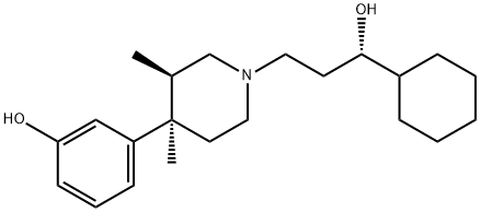 3-[(3R,4R)-1-[(S)-3-ヒドロキシ-3-シクロヘキシルプロピル]-3,4-ジメチル-4-ピペリジニル]フェノール 化学構造式