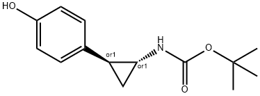 tert-butyl N-[(1R,2S)-rel-2-(4-hydroxyphenyl)cyclopropyl]carbamate Struktur