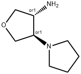 TRANS-4-(1-ピロリジニル)テトラヒドロ-3-フランアミン 化学構造式